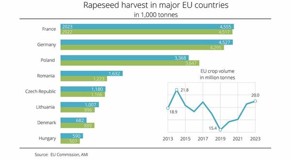 France and Germany remain EU’s top rapeseed producers