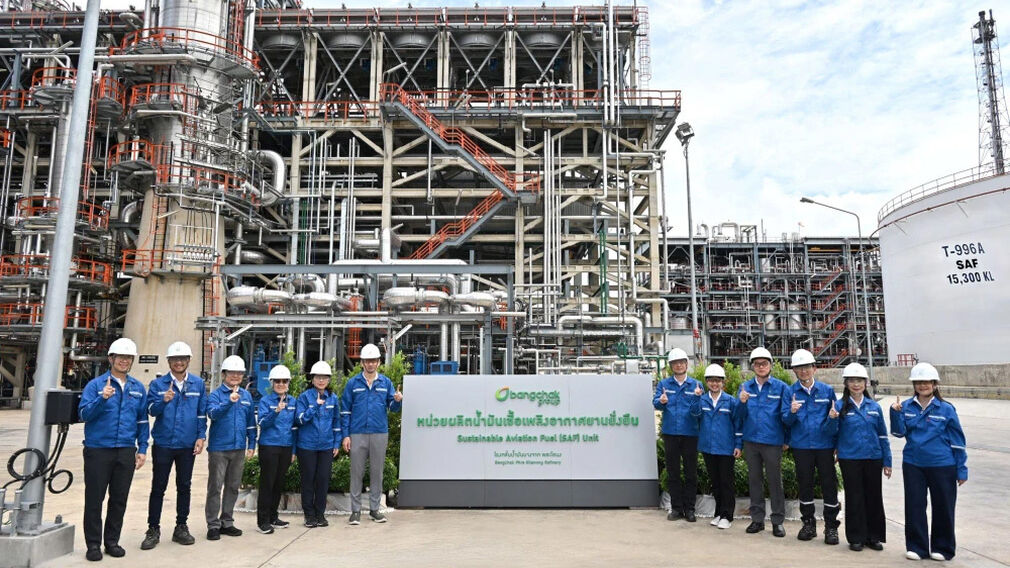 Bangchak Group has started production at Thailand’s first 100% sustainable aviation fuel (SAF) facility. Image source: Bangchak Group