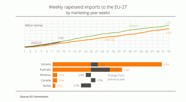 EU rapeseed imports up 40% on previous year